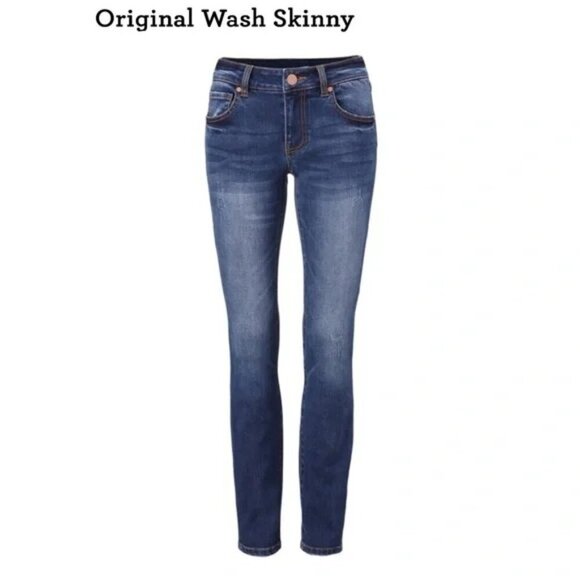 CAbi Jeans Size 4 Style 3752 Original Wash Skinny Denim Dark Wash Distressed - Picture 4 of 12